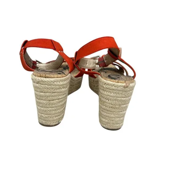 Sam Edelman Destin Orange Platform Espadrille Wedge Sandal women's size 8.5 - Picture 5 of 11